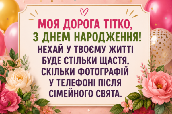 Прикольні привітання з днем народження тітці відкритка