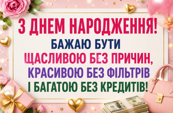 Прикольні привітання з днем народження дівчині картинка