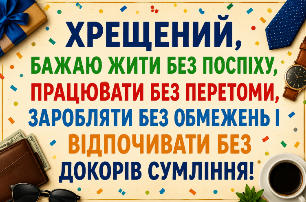 Прикольні привітання з днем народження хрещеному картинка