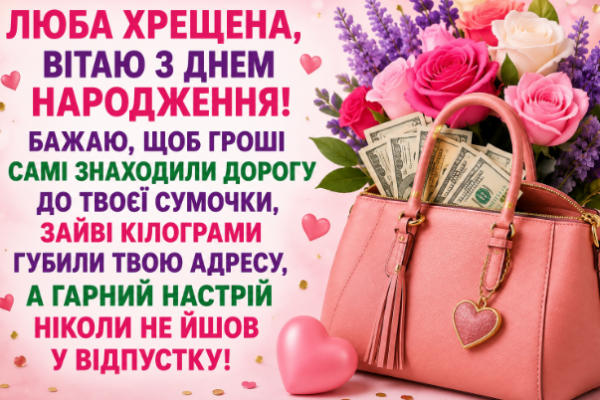 Прикольні Привітання з днем народження хрещеній своїми словами картинка
