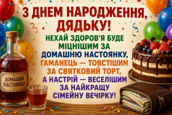Привітання з днем народження дядьку відкритка