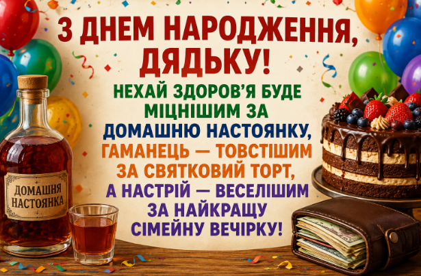 Привітання з днем народження дядьку відкритка